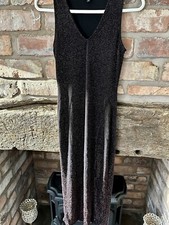River Island Bronze Metallic Bodycon Midi Sleeveless Dress Size 10