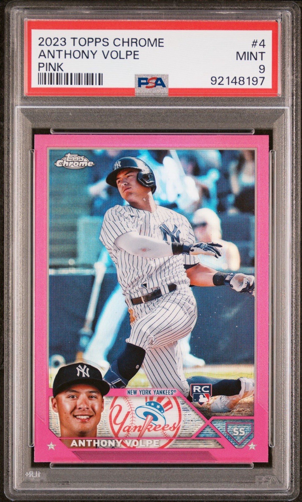 2023 Topps Chrome Anthony Volpe RC #4 Pink Refractor - New York Yankees PSA 9