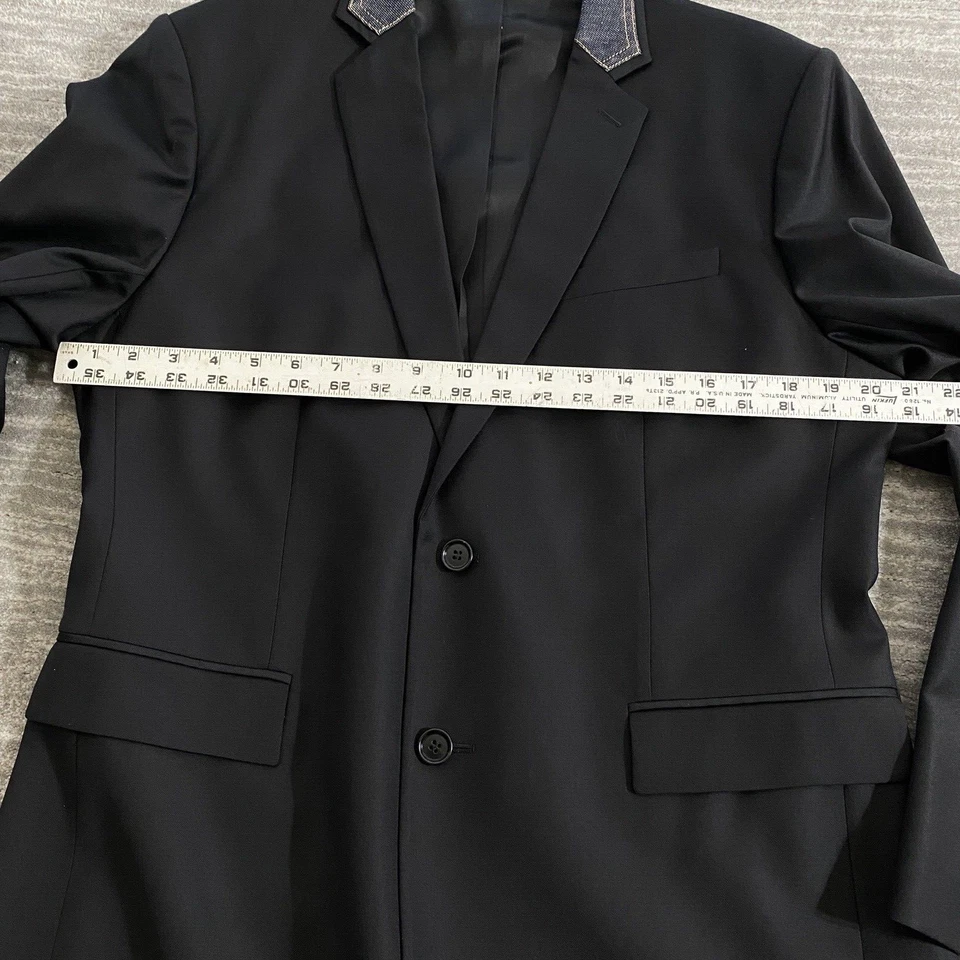 Traje DIOR Lana Negro M Tejido Azul Denim Cuello y Cintura Talla 52 IT / 42R EE. UU. Foto 3 de 4