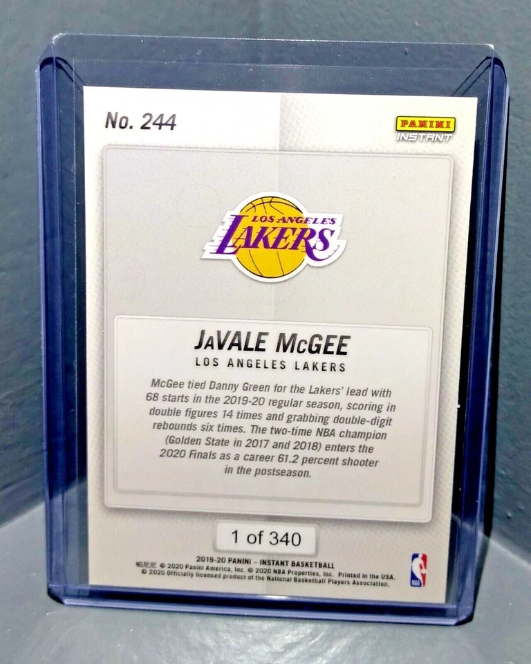 Баскетбольная карточка JaVale McGee 2019–2020 Panini NBA Instant Lakers No244 1 из 340 - Изображение 2 из 2