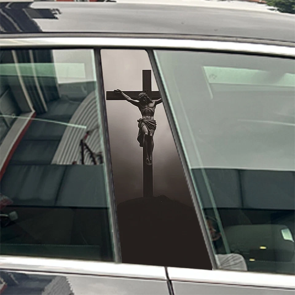 Pegatinas de pilar de puerta automática cruz cristiana Jesús luz coche para Audi BMW Mercedes Foto 2 de 4