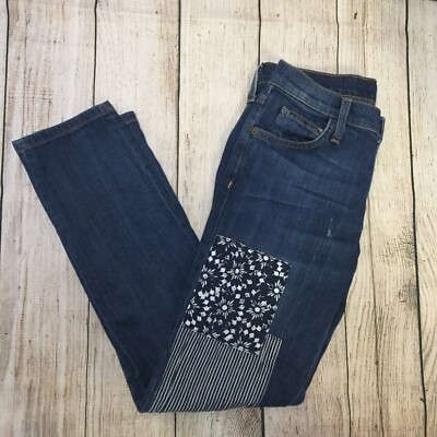 JEANS CURRENT ELLIOTT 'The Rolled Skinny' - Taille 25 - Blue Black Lace - Neuf Avec étiquettes - MSRP 248$