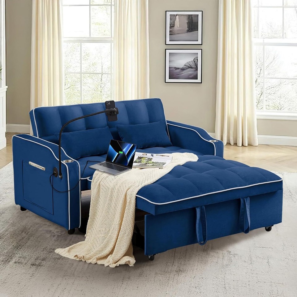Convertible Comfy Sleeper Sofa 3-in-1 Pull Out Bed Sofa Loveseat Couch ...