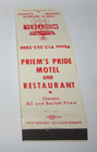 Matches Matchbook Cover Priem's Pride Motel & Restaurant Abilene, Kansas KS — photo 1