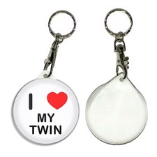 My Twin I Love Heart Key Ring Round Button Badge (55mm)