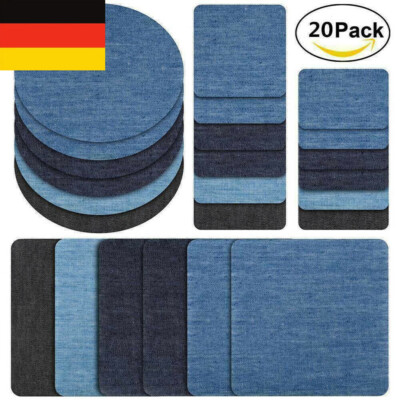 20X Jeans-Reparatur-Set Selbstklebender Denim-Stoffpatch zum Aufbügeln