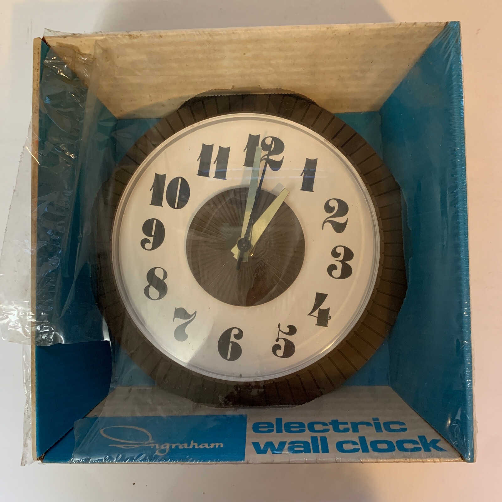 MCM Ingraham Electric Wall Clock 30367 Groovy Still Sealed! 9" eBay