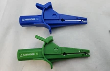 2 (LOT) Large Alligator Clips Connector Electrical Test Probes 4mm Banana Plug,