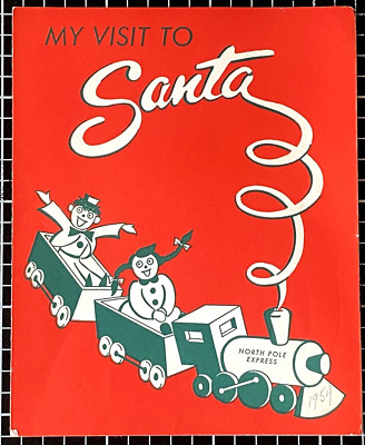1954 Christmas Card Santa and Me Department Store Santa Visit Photo Holiday