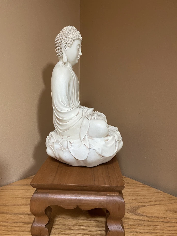 Estatua de loto de Buda Shakyamuni Tathagata Amitabha blanca de 11" Foto 4 de 4
