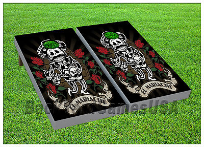 CORNHOLE BEANBAG TOSS GAME w Bags Game Boards Mariachi Day of the Dead Set 917