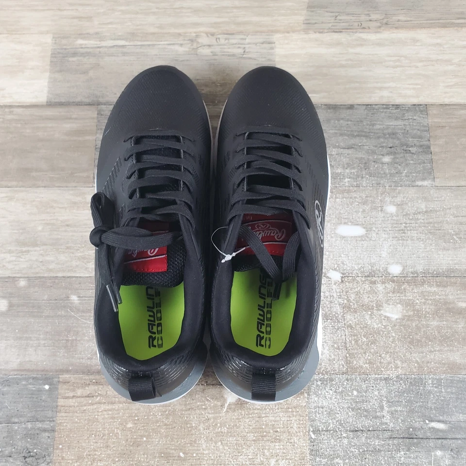 Chuteiras de beisebol masculinas Rawlings League Turf tamanho 8,5 D preto branco com cadarço - Imagem 4 de 4