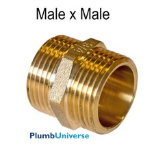Hexagon Nipple Male  1/8" 1/4" 3/8" 1/2" 3/4" 1" 1&1/4" 1&1/2" 2" BSP Brass MXM