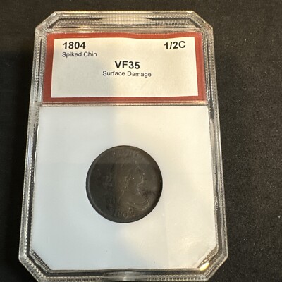 1804 Draped Bust Half Cent - Spiked Chin - US 1/2c Copper Penny Coin