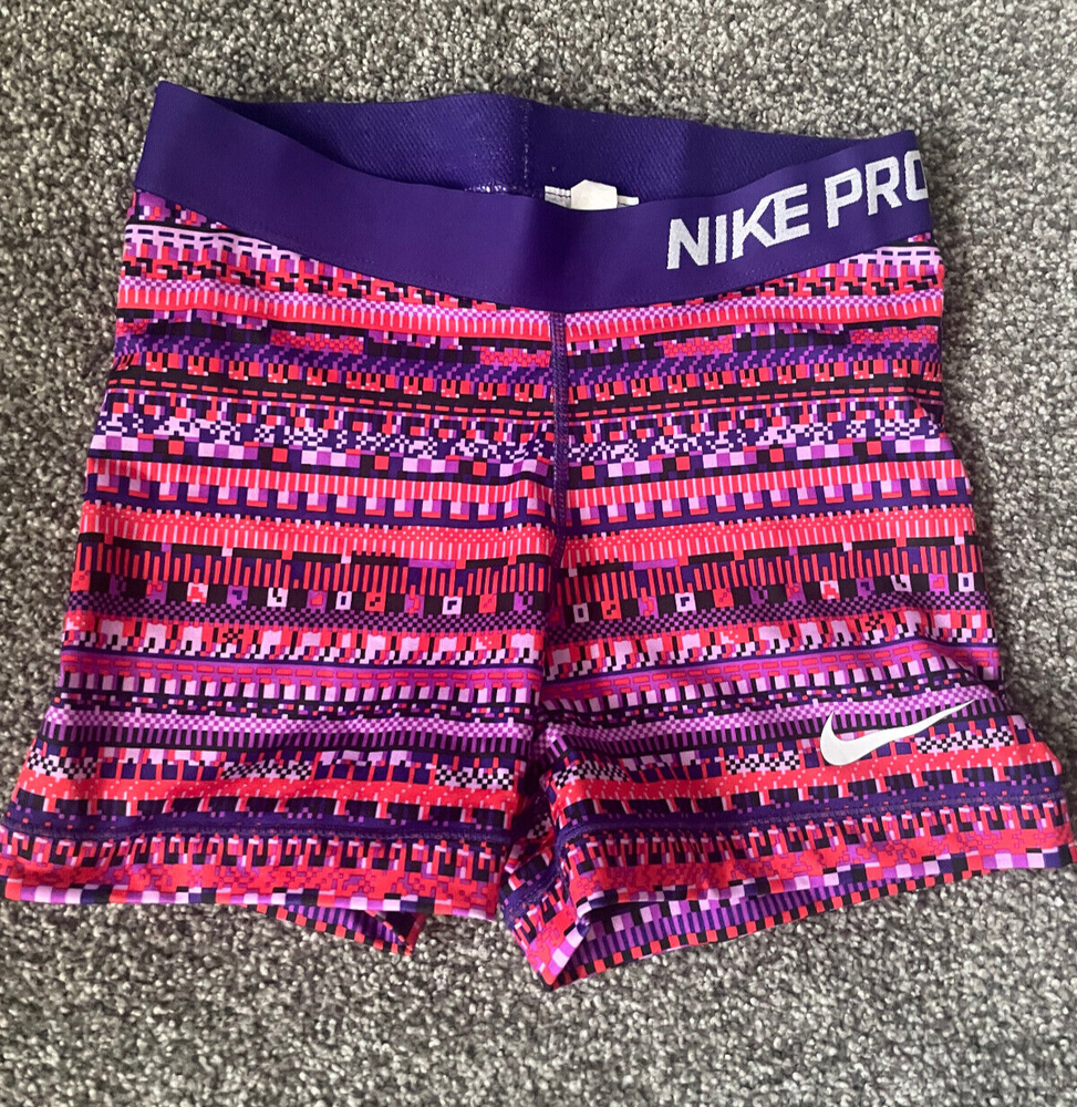 Women’s Nike Pro Pink Purple Spandex Shorts, Size Small, High-Performance Fit