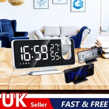 LED Digital Projection Alarm Clock FM Radio Snooze Dimmer Ceiling Projector