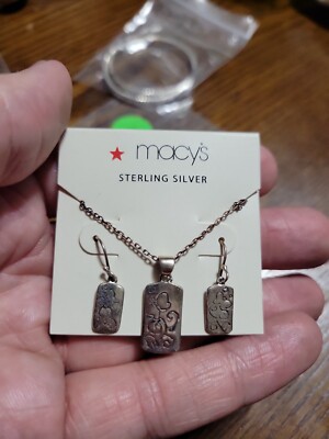 Sterling Silber Macys Halskette Ohrringe Set
