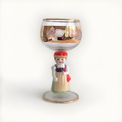 Goebel Hummel Black Forest Peasant Woman Figurine Stem Cordial Wine Glass