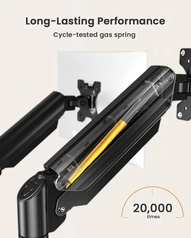 ErGear Dual Monitor Mount up to 32 in Screen Max 22 lbs Each Arm Gas Spring - Image 3 of 4