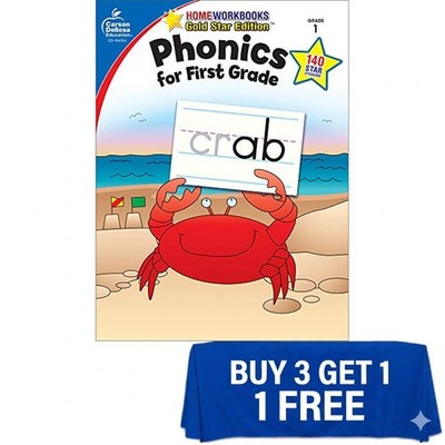 Phonics for First Grade, Grade 1 Paperback Book by Carson Dellosa Education