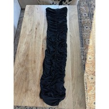 Pretty Little Thing Black Bubble StraplessBandeau Ruched Maxi Long Dress Size 6