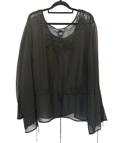 Venezia Jeans | Sheer Tunic Top | Black | 22/24