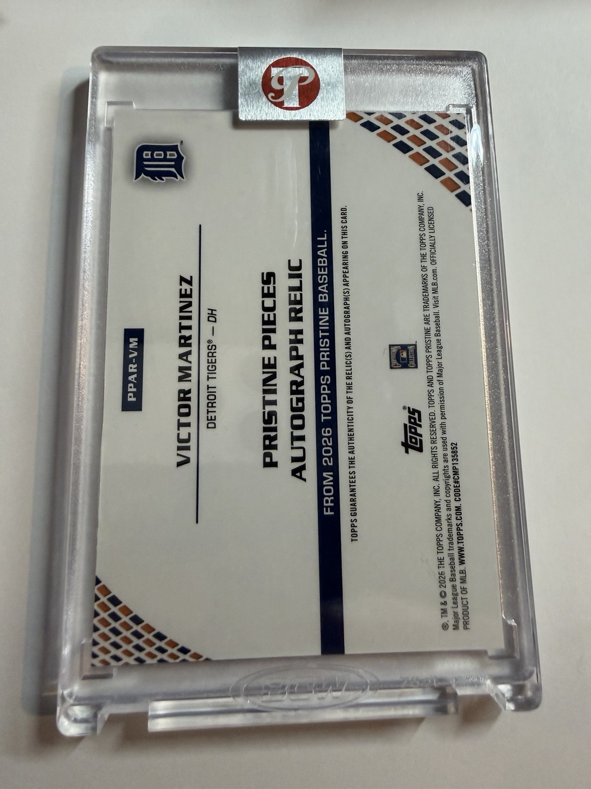 2026 Topps Pristine Pieces Relics Victor Martinez On Card Auto Game Used Patch view 4
