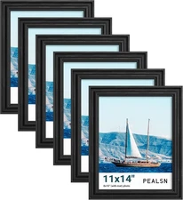 PEALSN 11x14 Picture Frame Set of 6, Display Pictures 8 x 10 with Mat or 11 x 14