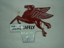 vintage Pegasus topper mobil oil gas flying horse emblem license plate topper
