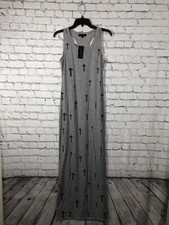 Material Girl Women Maxi Dress Racerback Cross Print Heather Gray Size S NWT