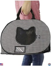 Necoichi Stress-Free Cat Travel Carrier Collapsible Gray  White for 2 Cats