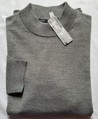 Christian Berg HE Pullover 2XL ca.54 Merinowolle 50% h.grau Stehkragen UVP59,99 