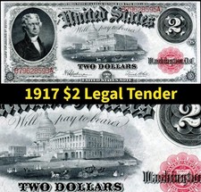 HGR SUNDAY 1917 $2 Legal Tender ((Absolutely GORGEOUS)) Appears GEM UNCIRCULATED