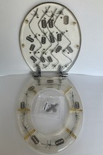 Vintage Razor Blade Barb Wire Acrylic Resin Toilet Seat & New Soft Close Hinge