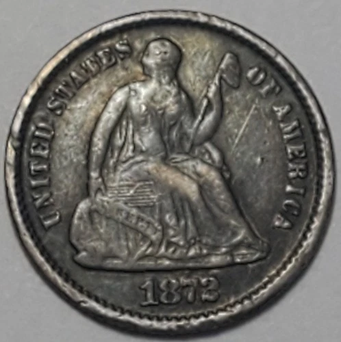 Nicer "very good++" Low Mintage 1872 Liberty Seated Half Dime