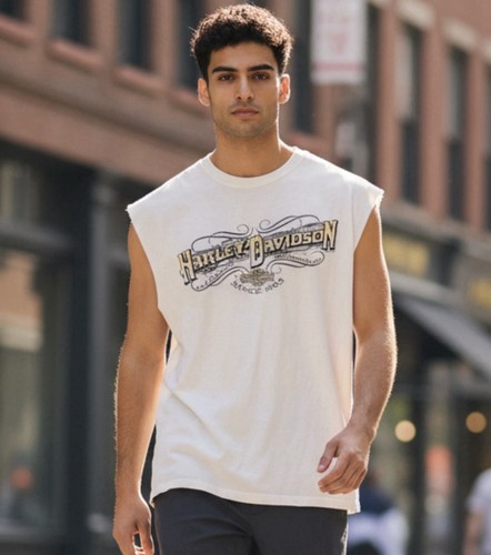 Harley-Davidson, Harley-Davidson 2000 Vintage White Tank Top Tilley Statesville NC Men’s Size M