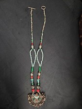 Collar Migración Afgano Kuchi Chandbali Paki 25" Piedras Caseras Turquesa...