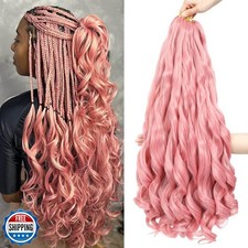 WIPPORYA Light Pink French Curl Braiding Hair 24 Inch Soft Braiding Hair Pre