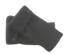 FINGERLESS GLOVES BLACK 100% MERINO WOOL M - L MEDIUM - LARGE MITTENS CUFFS