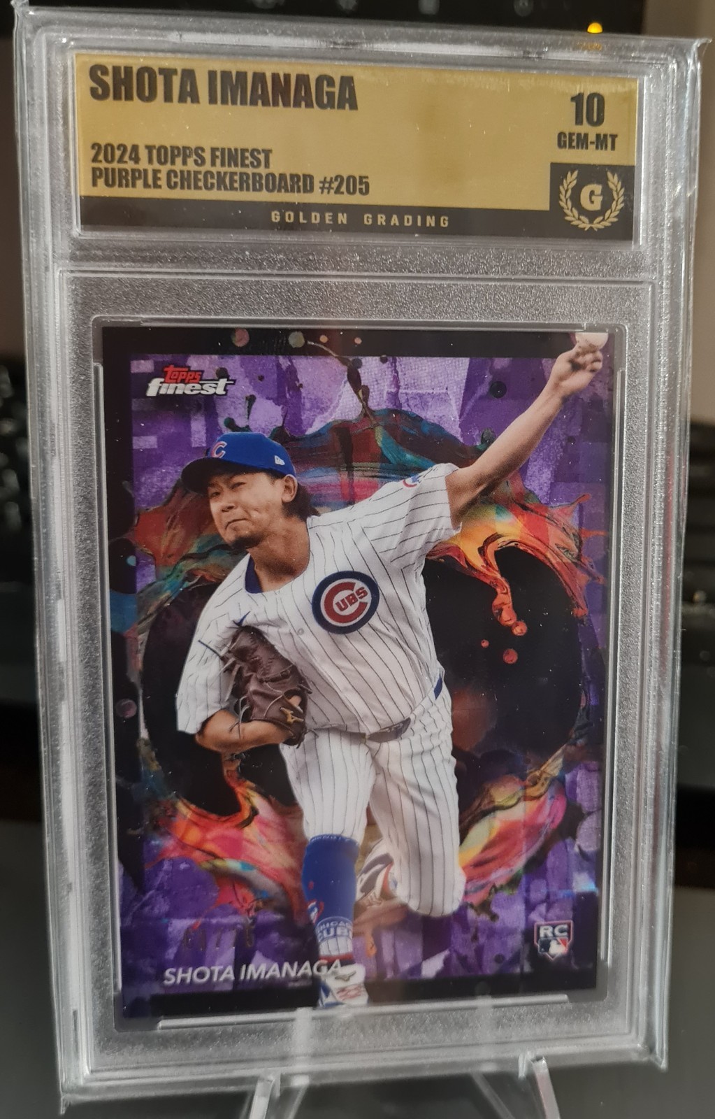 2024 TOPPS FINEST PURPLE CHECKERBOARD REFRACTORS #205 SHOTA IMANAGA RC /75 Cubs