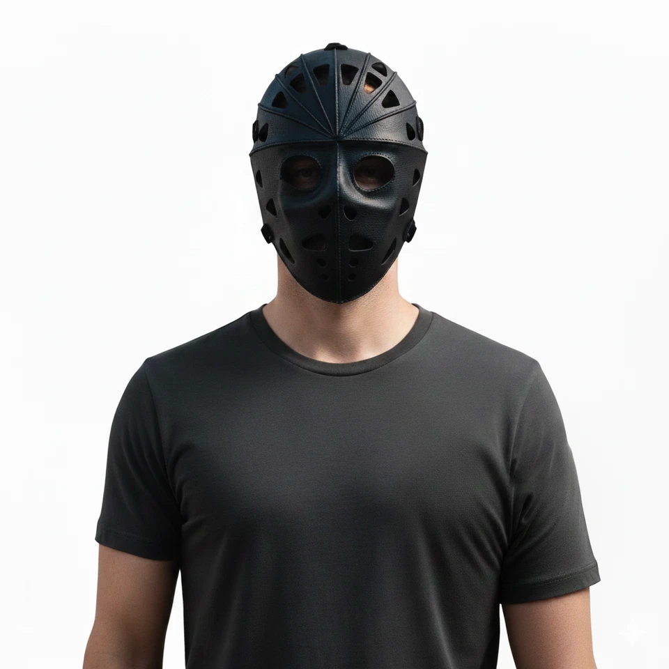 Máscara Cosplay Cuero Negro - Hecha a Mano Cabeza Completa Disfraz Steampunk Capucha, De Colección Foto 3 de 4