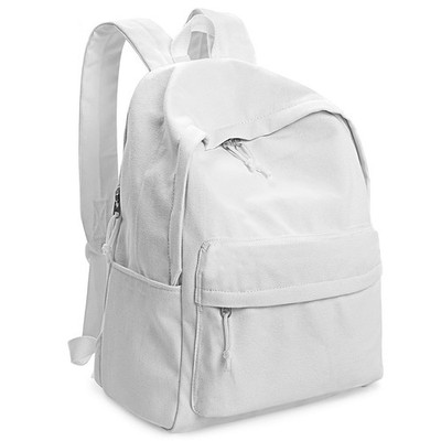 Diy Canvas Backpack Daypack Satchel Backpack (White, with Side Pocket)