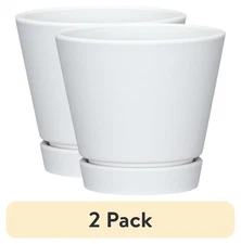 Recycled White Resin Planter Saucer Indoor Outdoor Frost Resistant 2 PCS