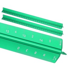 2 Pcs 12 Inch Imperial Architectural Triangular Scale Ruler Small Scale, Green