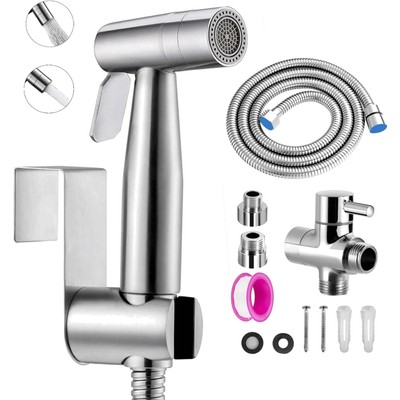 Bidet Handbrause Set Dusche WC Hygiene Edelstahl Silber