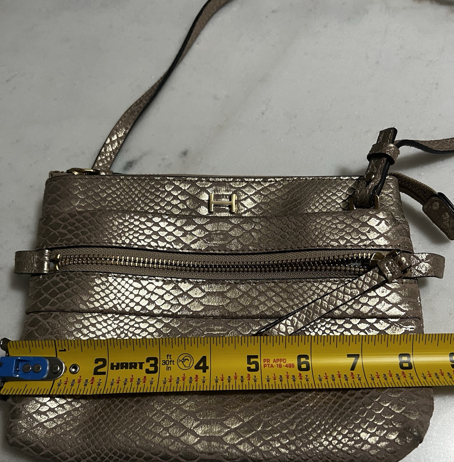 H by Halston metallic python-embossed leather cro… - image 9