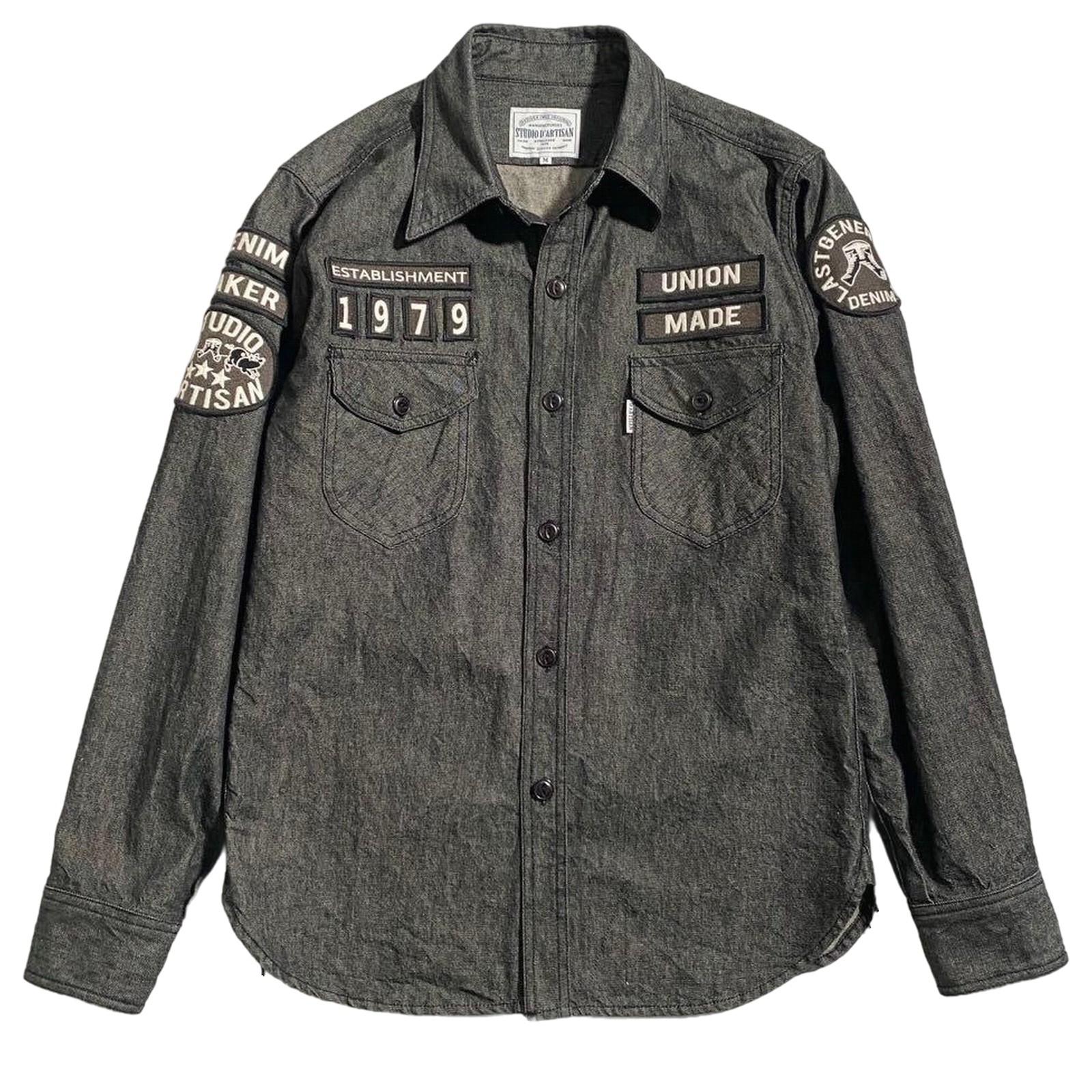 STUDIO D’ARTISAN Custom Patch Black Denim Work Sh… - image 1