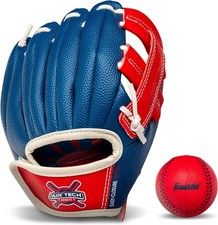 Franklin Sports Air Tech Baseball Glove with Ball - Tee - 8.5, Navy/Red