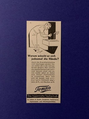 1938, TEMPO Taschentücher, Reklame 30er Jahre