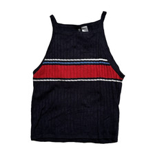 Divided By H M Tank Top Women's Size M, Navy Blue Ribbed, Stripe Red, White
